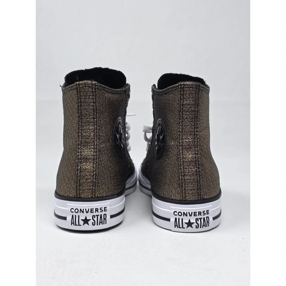 Converse Chuck Taylor Kids Size 4.5 High Top Sneakers Black Gold AO5388F New